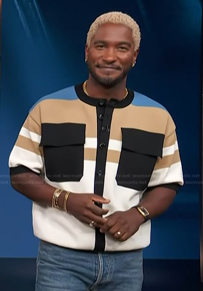Scott’s short sleeve jacket with pockets on Access Hollywood