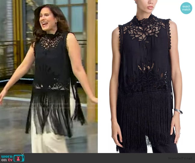 Sea Adelina Lace Fringe Top worn by Sarah Vacchiano on Tamron Hall Show