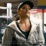 Selena’s grey cropped hoodie on High Potential