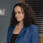 Selena's blue plaid suit on High Potential