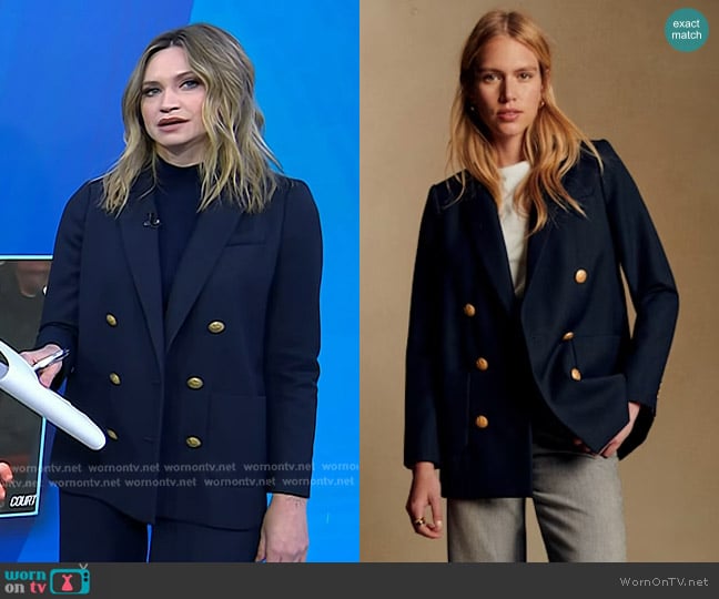 Sezane Michele Jacket in Navy worn by  Ellison Barber on Today