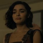 Ariana’s knit cami and overalls on Landman