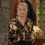 Sharon’s black and yellow floral blouse on The Young and the Restless