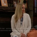 Sharon’s blue tree print pajamas and cardigan on The Young and the Restless