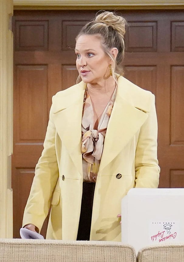 Sharon’s yellow coat on The Young and the Restless