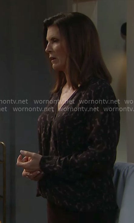 Sheila's animal print cross front blouse on The Bold and the Beautiful