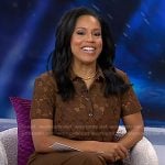 Sheinelle’s brown lace top and wide-leg pants on Today