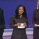 Sheinelle’s brown shirt and tweed mini skirt on Today