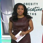 Sheinelle’s brown pleated leather top and skirt on Today