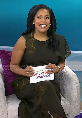 Sheinelle’s army green lace dress on Today