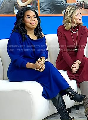 Sheinelle's black double buckle boots on Today