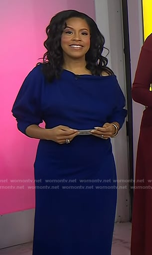 Sheinelle’s blue off-shoulder dress on Today