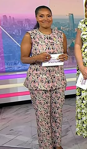 Sheinelle's pink floral vest and pants on Today