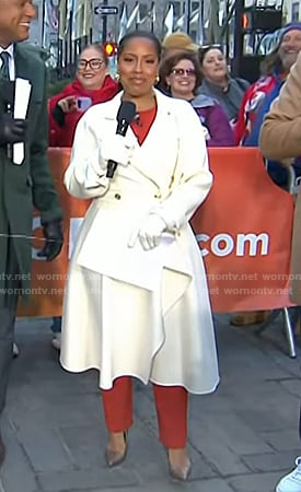 Sheinelle’s white ruffle wool coat on Today