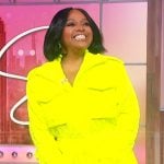 Sherri's neon yellow quilted jumpsuit on Sherri