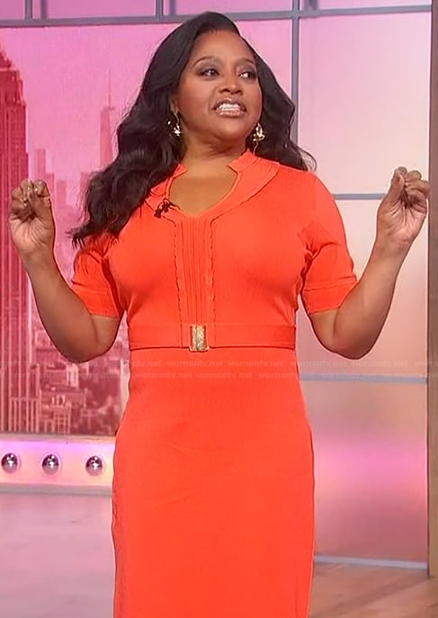 Sherri's orange belted dress on Sherri