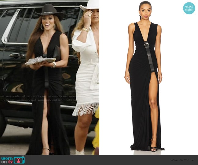 Sid Neigum Gathered Belt Dress worn by Ashley Darby on The Real Housewives of Potomac