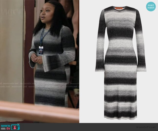 Simon Miller Axon Stripe Long-Sleeve Midi Sweater Dress worn by Janine Teagues (Quinta Brunson) on Abbott Elementary