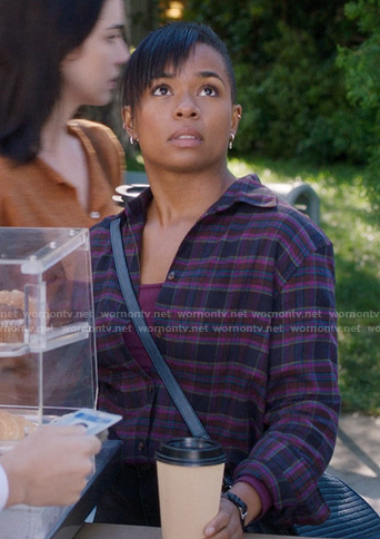 Simone's purple plaid shirt on Greys Anatomy