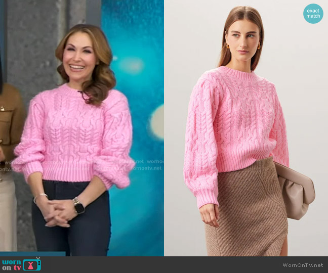 Slate & Willow Cable Knit Sweater worn by Lori Bergamotto on Good Morning America