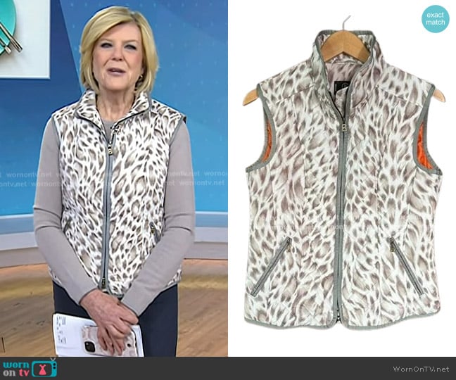 Sônia Bogner Leopard Quilted Vest worn by Anne Thompson on Today