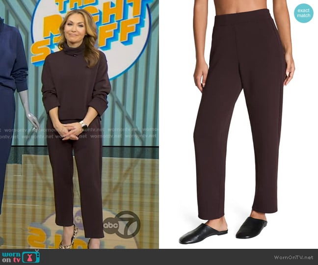 Spanx AirEssentials Straight Leg Ankle Pants in Truffle Brown worn by Lori Bergamotto on Good Morning America