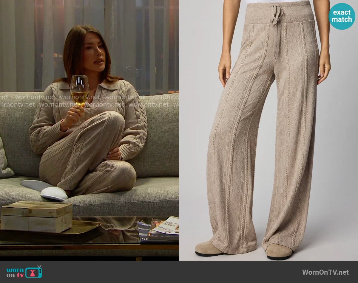 Steffy’s beige cable knit pants on The Bold and the Beautiful
