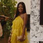Stacey’s yellow ruffle maxi dress on The Real Housewives of Potomac