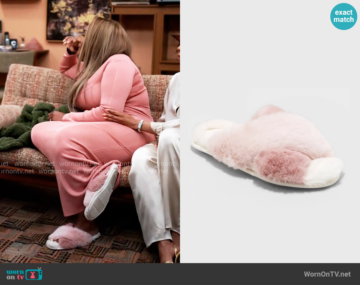 Stars Above at Target Paris Crossband Faux Fur Slippers worn by Daniella King (Mignon) on Tyler Perrys Sistas