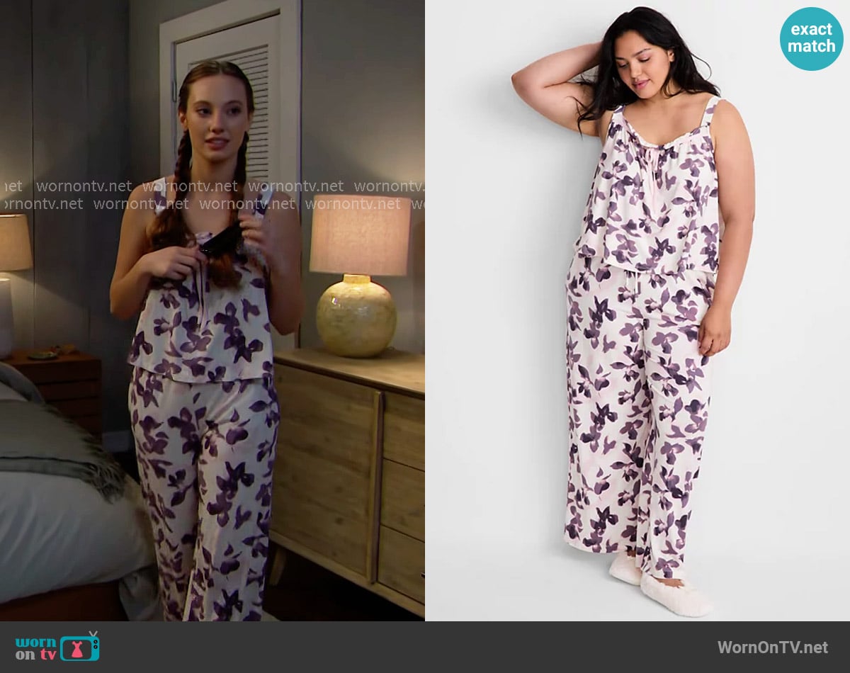 State of Day Fluid Knit Sleep Set in Tofu worn by Melissa Dylan (Sydney Bullock) on The Bold and the Beautiful