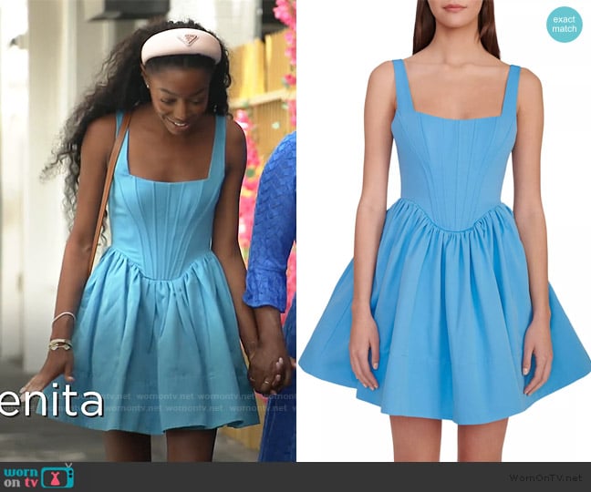 Staud Landscape Bustier Mini Dress worn by Venita Aspen on Southern Charm