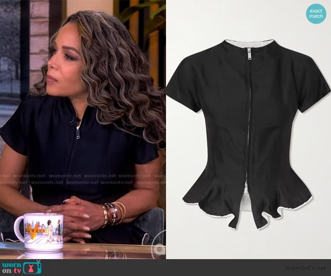 Staud Maelle ruffled zip-up top worn by Sunny Hostin on The View