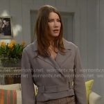 Steffy’s taupe jacket and tweed pants on The Bold and the Beautiful