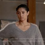 Stella’s grey fluffy v-neck sweater on Chicago Fire