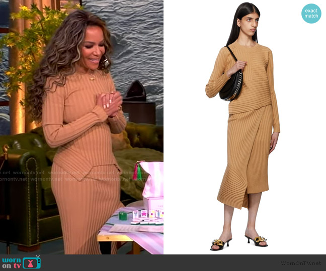 Stella McCartney Tan Asymmetric Sweater worn by Sunny Hostin on The View