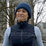 Stella’s navy blue puffer vest on Chicago Fire