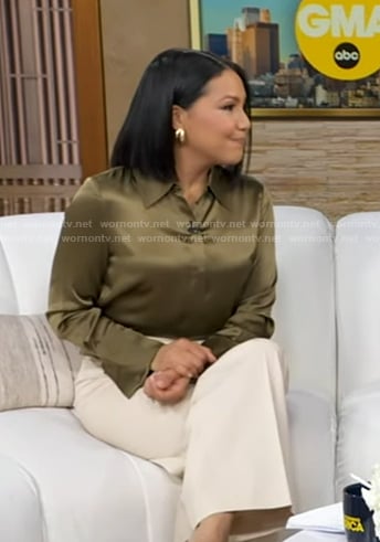 Stephanie's green silk blouse on Good Morning America