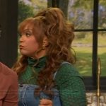 Sunny Anderson's printed top and denim dress on The Drew Barrymore Show