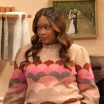 Sunny Anderson’s scallop pattern sweater on The Drew Barrymore Show