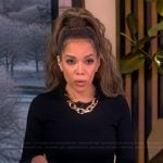 Sunny’s black chain neckline detail dress on The View