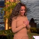 Sunny’s beige asymmetric ribbed skirt and sweater on The View