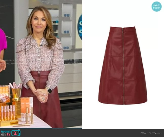 Sweet Baby Jamie Ruby Faux Leather Skirt worn by Lori Bergamotto on Good Morning America