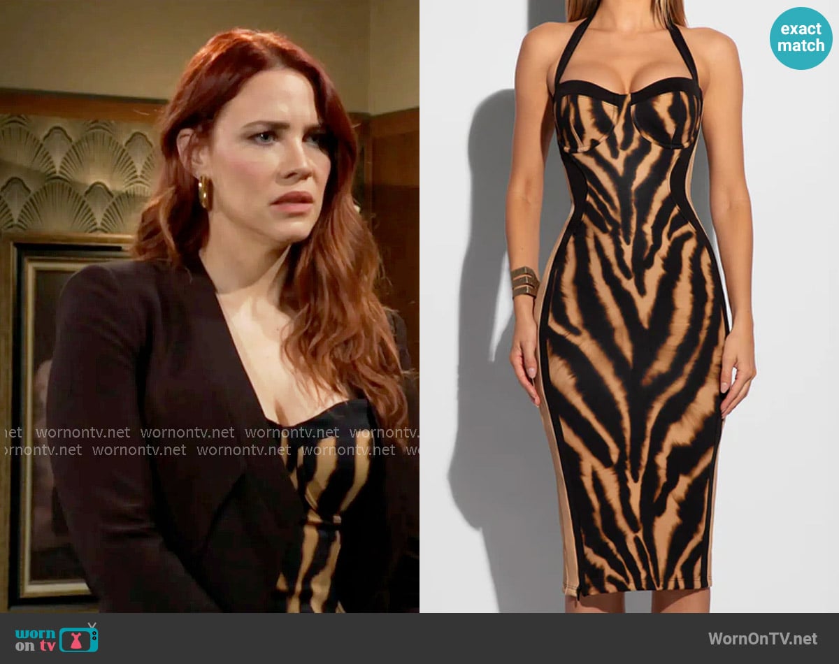TA3 Seamed Lushy Halter Dress worn by Sally Spectra (Courtney Hope) on The Young and the Restless