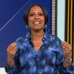 Tamron's blue tie front shirtdress on Tamron Hall Show