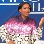 Tamron's mixed print shirtdress on Tamron Hall Show