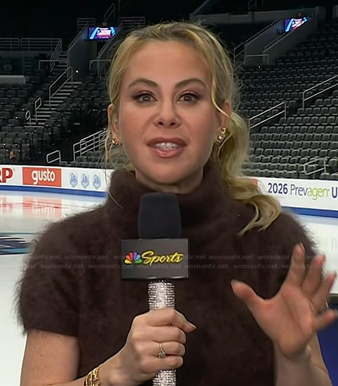 Tara Lipinski’s brown mohair turtleneck sweater on Today