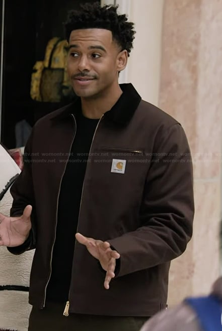 Tariq’s brown zip front jacket on Abbott Elementary