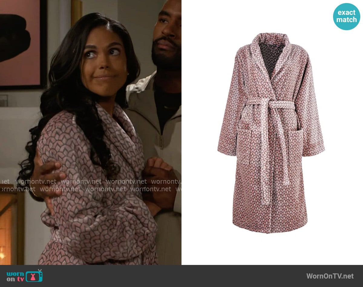 Ted Baker Cotton Blend Velour Mid-Calf Bathrobe with Pockets worn by Dani Dupree (Karla Mosley) on Beyond the Gates