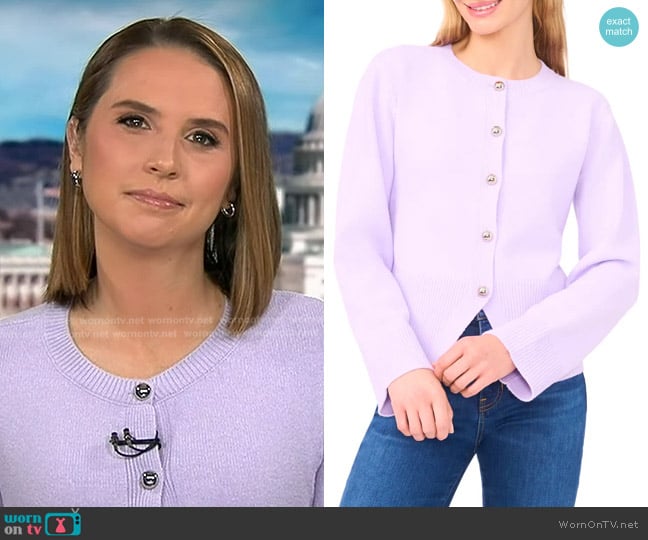 Elizabeth’s lilac cardigan on GMA Elizabeth’s lilac cardigan on GMA