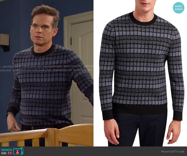 Ted Baker Osburn Crewneck Jacquard Sweater worn by Leo Stark (Greg Rikaart) on Days of our Lives